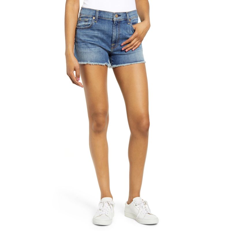 7 For All Mankind Raw Hem Denim Shorts